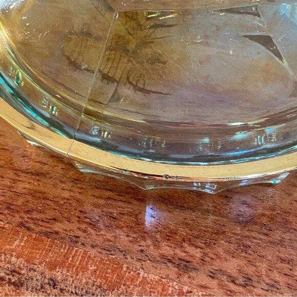 Vintage Italian Lead Crystal Candle Holder in Green and Gold 8.5in - Picture 9 of 16